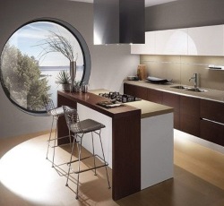 Оформление окон на кухне в стиле минимализм